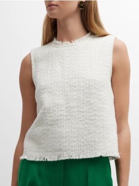 Frances Valentine Twiggy fringe top cotton boucle cream size XL NWOT